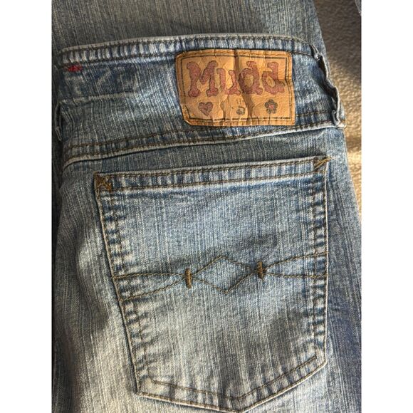 y2k mudd flare jeans sz 1 light wash cotton jeans 2000s 26" baddie retro vintage - Picture 2 of 8